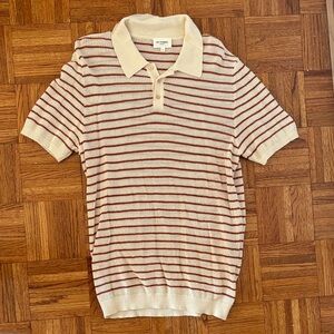 Octobre Short Sleeve Striped Polo - Cream & Rust